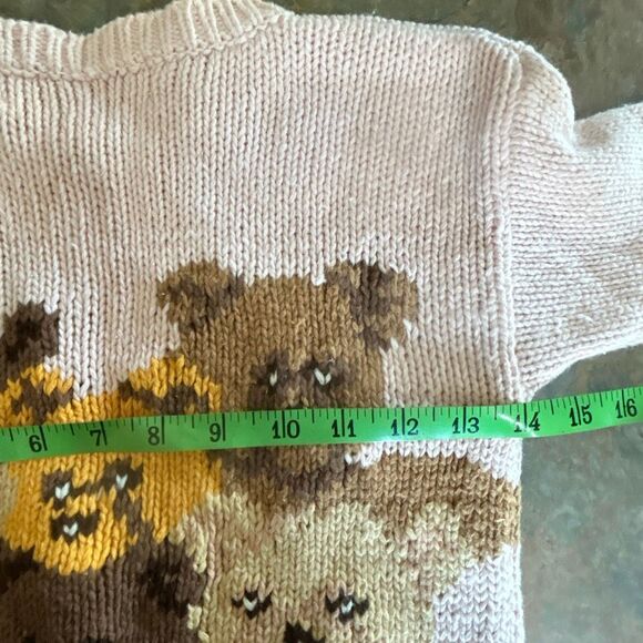 Vintage Kids Teddy Bear Sweater Samantha Taylor Pink with bears front back - Picture 8 of 9